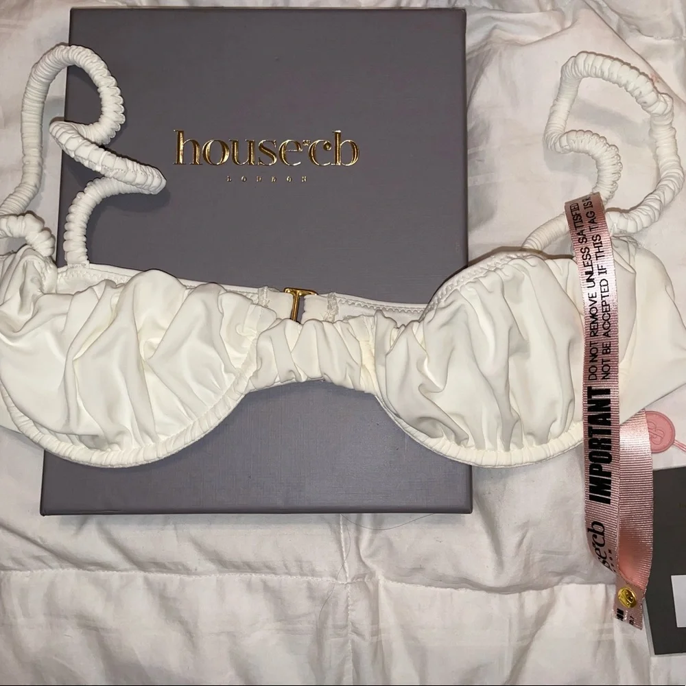 House of CB Cassis Ivory Bikini Top & Athens Ivory Gathered Bikini Bottoms - Picture 2 of 7